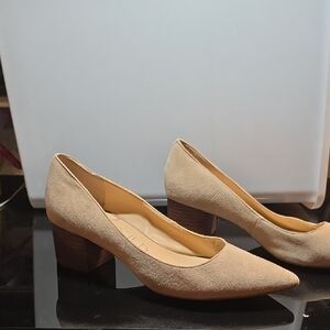 Sole Society Beige Suede Block Heels